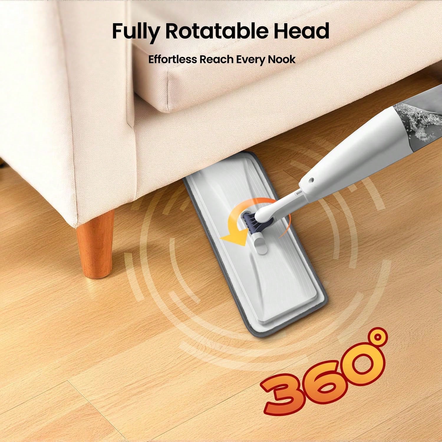 POKEPIC Spray Mop And Three Washable Pads | Water-Spraying Flat Mop, Household All-Purpose Floor Cleaner, Dry And Wet Dual-Purpose, Suitable For Hardwood, Laminate, Tiles, Ceramics