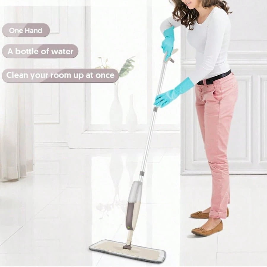 POKEPIC Spray Mop And Three Washable Pads | Water-Spraying Flat Mop, Household All-Purpose Floor Cleaner, Dry And Wet Dual-Purpose, Suitable For Hardwood, Laminate, Tiles, Ceramics