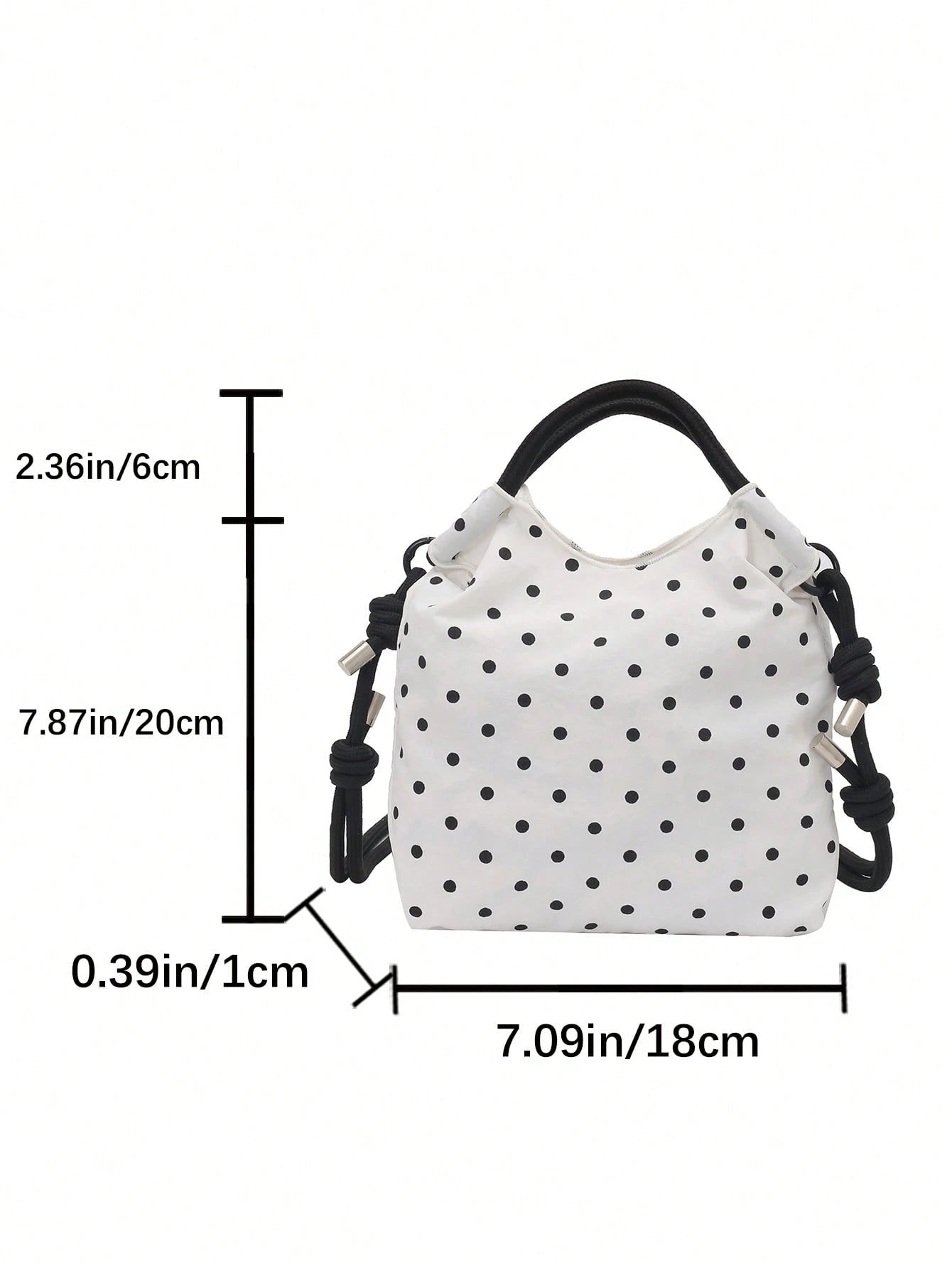 Polka Dot Nylon Drawstring Tote Bag, Women's Daily Casual Mini Handbag