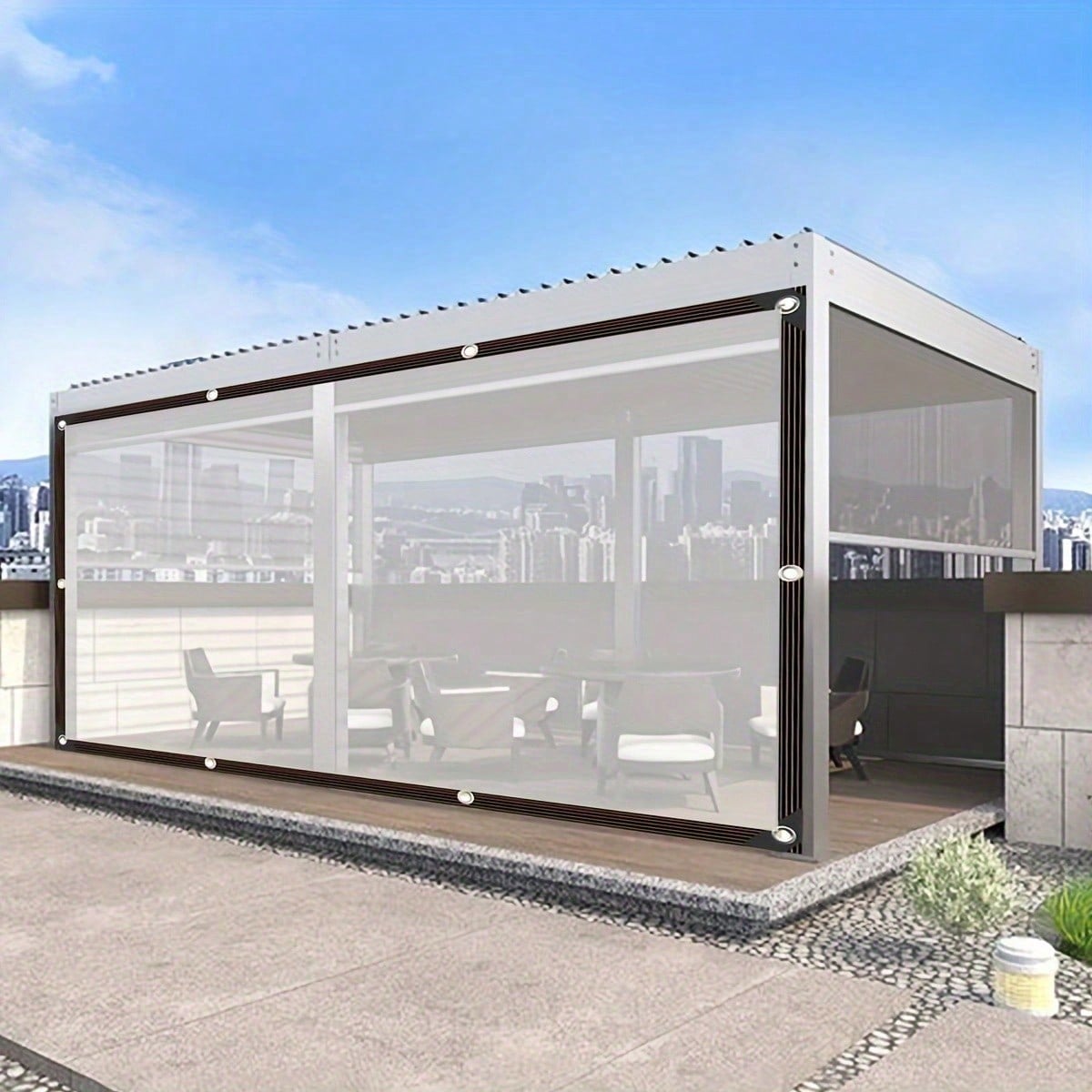 [Porch Transparent Rain Shield Curtain] Transparent Material Rain Shield Curtain With A Sealed Ring Structure For Excellent Waterproof Effect. Installed On The Porch, It Effectively Blocks Rainwater F