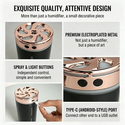 Portable 300ml Rechargeable Car Humidifier, Portable High-Mist Air Purifier, Aroma Diffuser, With Colored LED Night Light. Suitable For Home, Office, And Other Home Essentials. Also Suitable For Car A