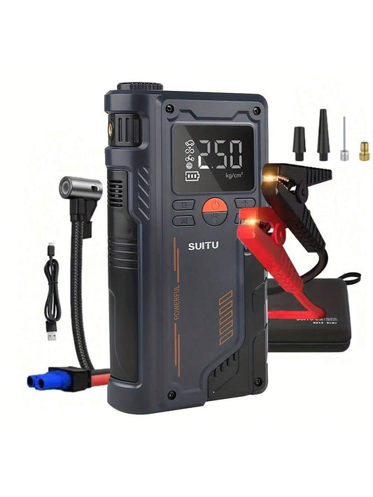Portable Car Jump Starter & Air Pump 4 In 1 150PSI Air Compressor PowerBank Booster Car Starter Device Automotive Tyre Inflator