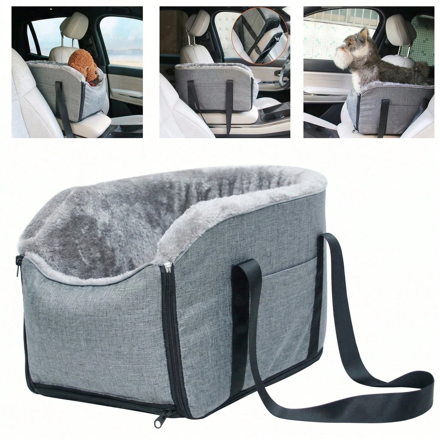 Portable Console Dog Car Seat Detachable Pet Safety Booster Seat Washable With Adjustable Safety Belt&Soft Cushion For Small Cats Pets Up To 13lbs Travel