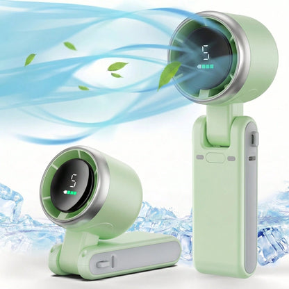 Portable Handheld Turbo Fan, 5000mAh Rechargeable Battery, Up To 12H Runtime, 5 Gear Wind, LED Display, 180° Foldable, 3-In-1 Fan, Rechargeable Stylish Fan With Air-Turbo-Tech Cooling For Outdoor Acti