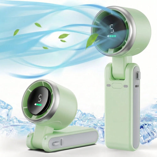 Portable Handheld Turbo Fan, 5000mAh Rechargeable Battery, Up To 12H Runtime, 5 Gear Wind, LED Display, 180° Foldable, 3-In-1 Fan, Rechargeable Stylish Fan With Air-Turbo-Tech Cooling For Outdoor Acti