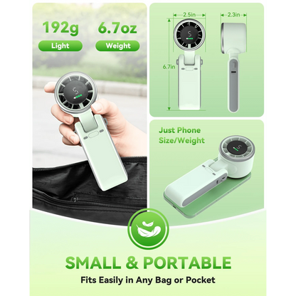 Portable Handheld Turbo Fan, 5000mAh Rechargeable Battery, Up To 12H Runtime, 5 Gear Wind, LED Display, 180° Foldable, 3-In-1 Fan, Rechargeable Stylish Fan With Air-Turbo-Tech Cooling For Outdoor Acti
