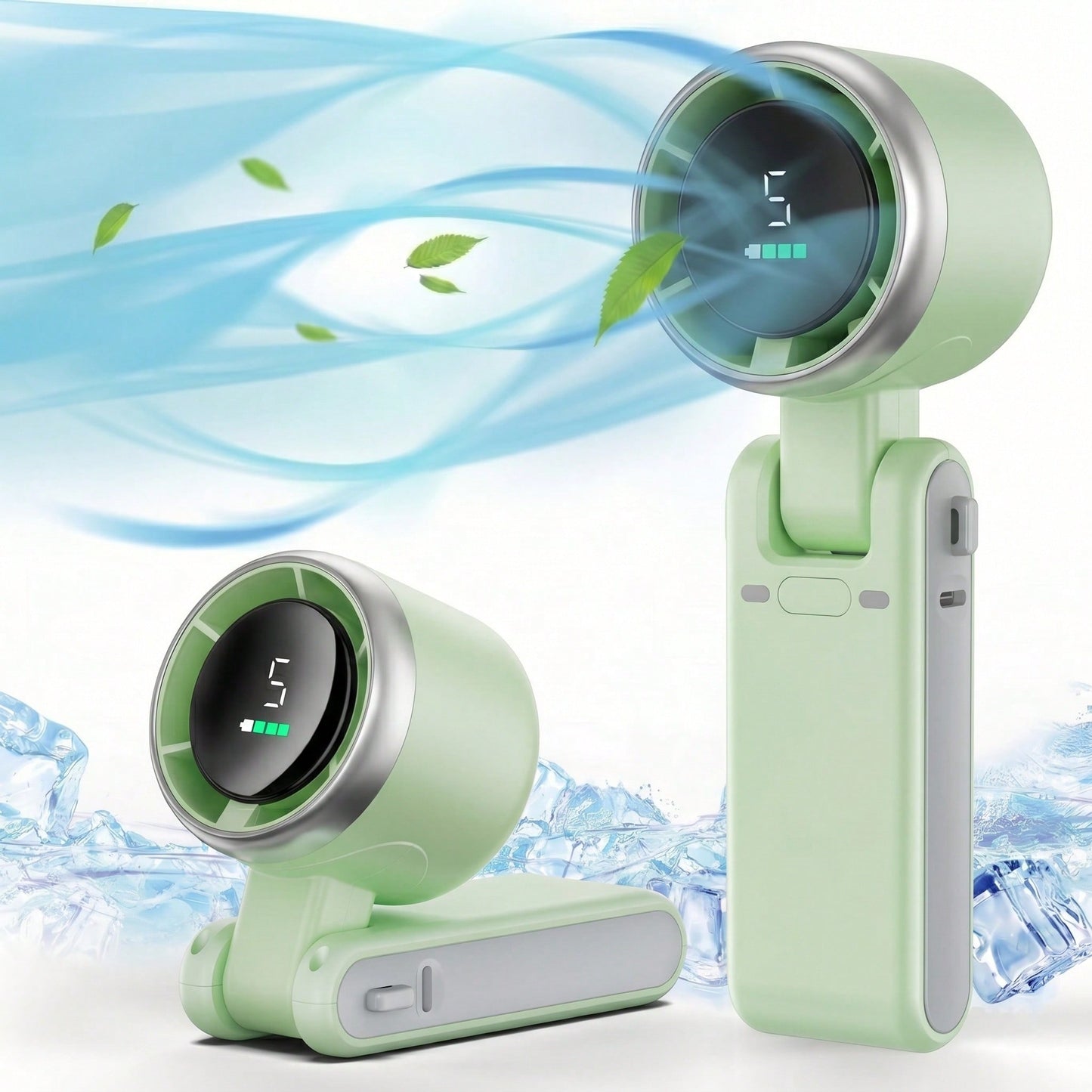 Portable Handheld Turbo Fan, 5000mAh Rechargeable Battery, Up To 12H Runtime, 5 Gear Wind, LED Display, 180° Foldable, 3-In-1 Fan, Rechargeable Stylish Fan With Air-Turbo-Tech Cooling For Outdoor Acti