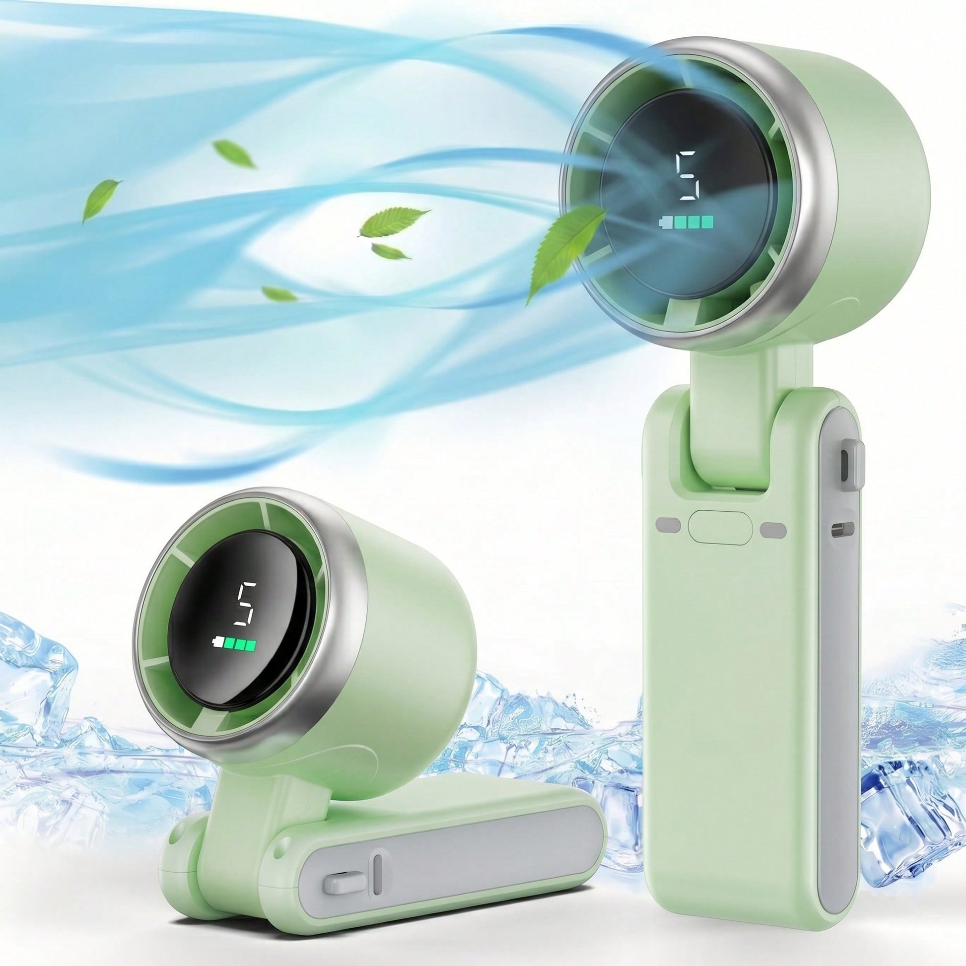 Portable Handheld Turbo Fan, 5000mAh Rechargeable Battery, Up To 12H Runtime, 5 Gear Wind, LED Display, 180° Foldable, 3-In-1 Fan, Rechargeable Stylish Fan With Air-Turbo-Tech Cooling For Outdoor Acti