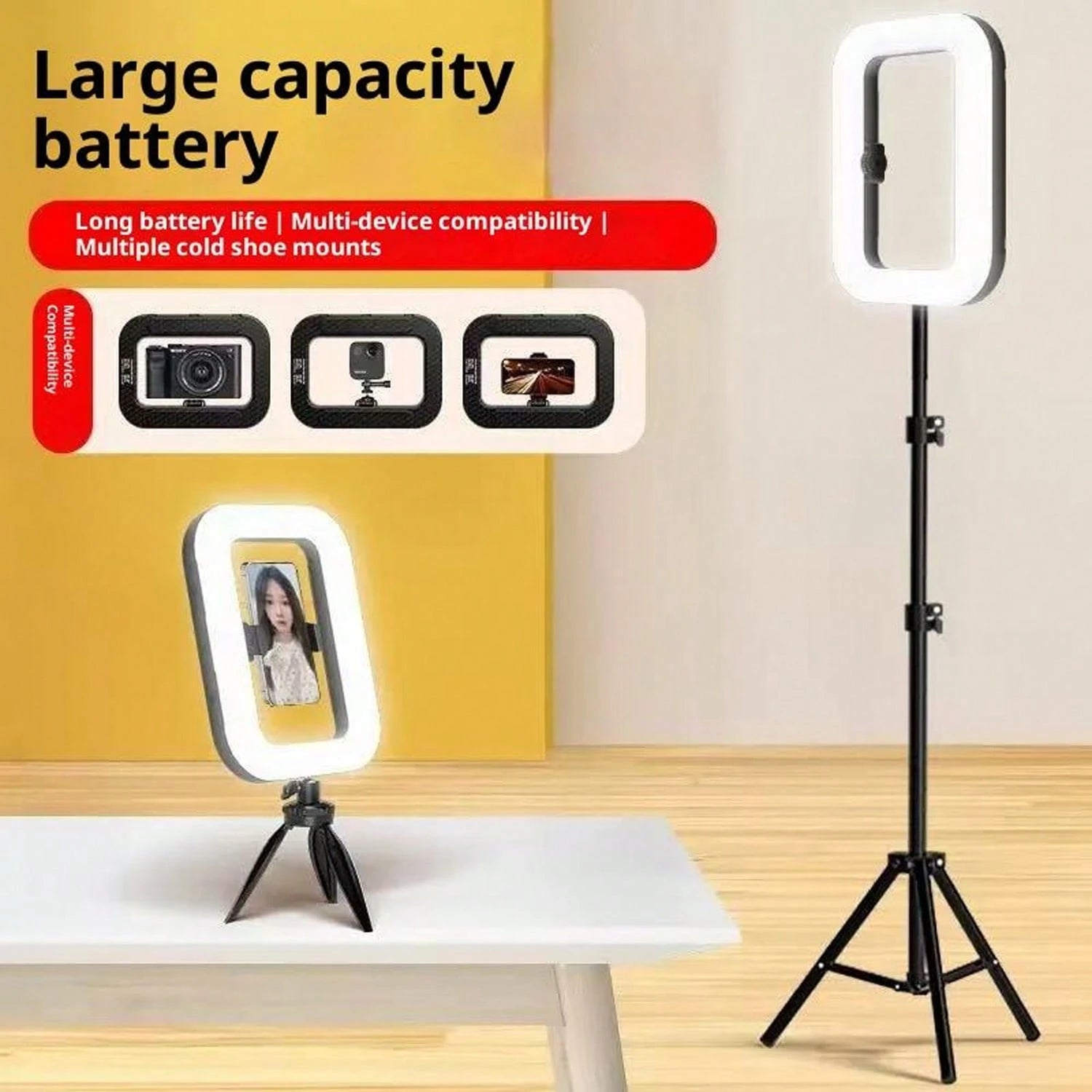 Portable LED Ring Light With Rig 3 Brightness Levels- Ergonomically Designed For Various Devices, Ideal For Video, Photography, Makeup, And Streaming, Perfect For Shooting While Traveling