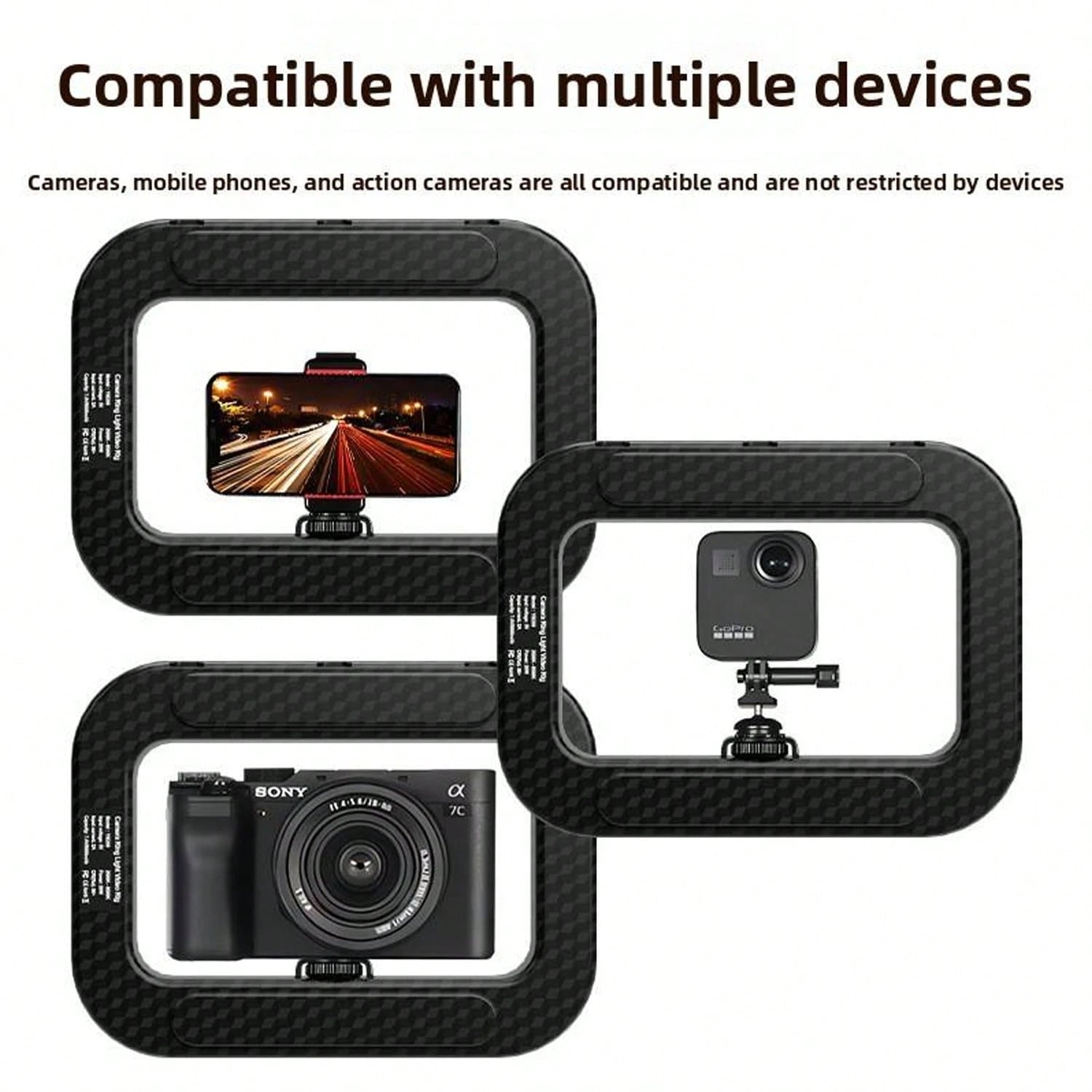 Portable LED Ring Light With Rig 3 Brightness Levels- Ergonomically Designed For Various Devices, Ideal For Video, Photography, Makeup, And Streaming, Perfect For Shooting While Traveling