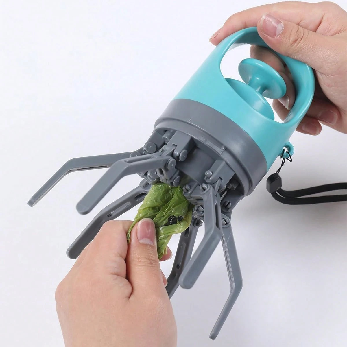 Portable Pet Dog Poop Scooper With Waste Bag Dispenser- Durable Plastic Material, Blue-Green, Paw-Shaped Design For Efficient Cleaning, Includes Leak-Proof Waste Bags, Suitable For Outdoor Use