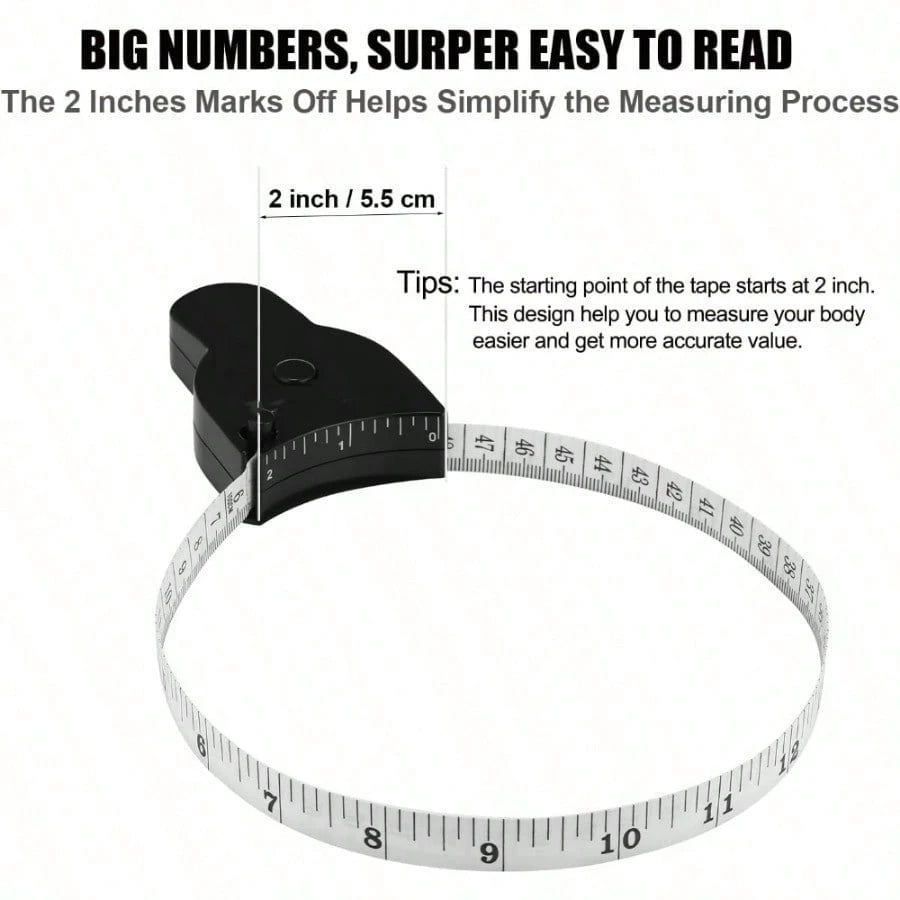 Portable Plastic Fitness Tape Measure 150cm/60in, Easy-To-Use Soft Ruler For Measuring Body Circumference Of Arms Legs Waist Chest, Flexible Retractable Tape For Student Home Gym Use