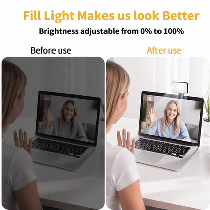 Portable Selfie Fill Light With Clip, Suitable For Phone Camera, Video Conference LED Fill Light, 3 Lighting Modes, Rechargeable, Portable, Applicable For Laptop/Phone/Tablet/Zoom Call/Makeup, Suitabl