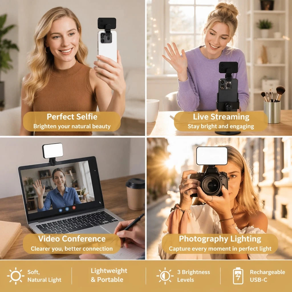 Portable Selfie Fill Light With Clip, Suitable For Phone Camera, Video Conference LED Fill Light, 3 Lighting Modes, Rechargeable, Portable, Applicable For Laptop/Phone/Tablet/Zoom Call/Makeup, Suitabl