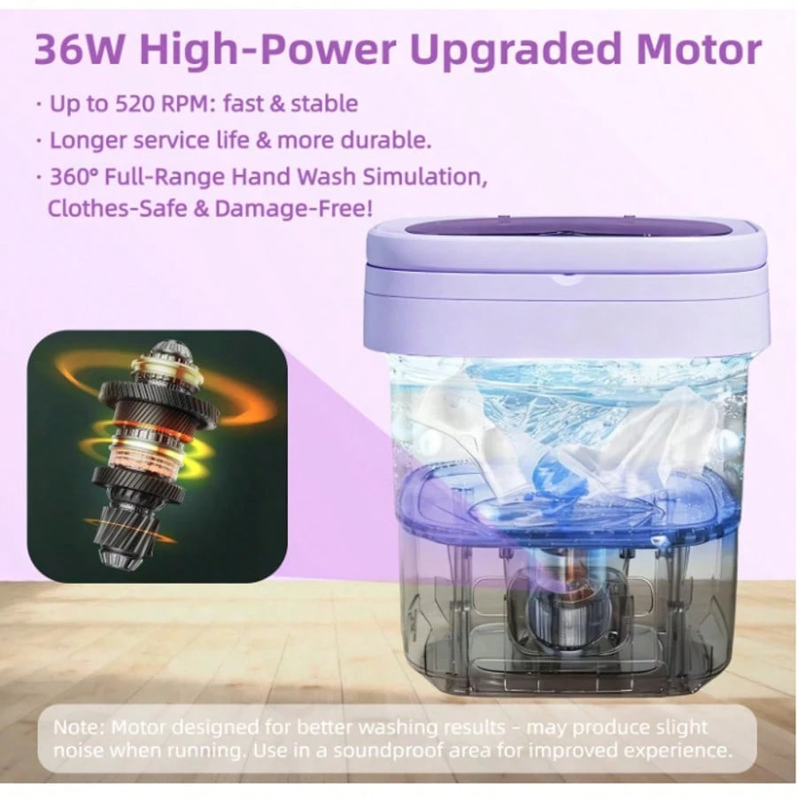 Portable Washing Machine 8L Foldable Mini Washer,Spin Basket,Top Fill Port,Water Inlet Hose&Drainage Pipe–Compact Collapsible Laundry Set For Small Clothes,Apartments,Dorms,Travel&RV