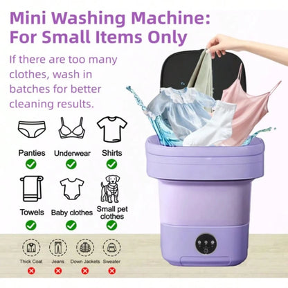 Portable Washing Machine 8L Foldable Mini Washer,Spin Basket,Top Fill Port,Water Inlet Hose&Drainage Pipe–Compact Collapsible Laundry Set For Small Clothes,Apartments,Dorms,Travel&RV
