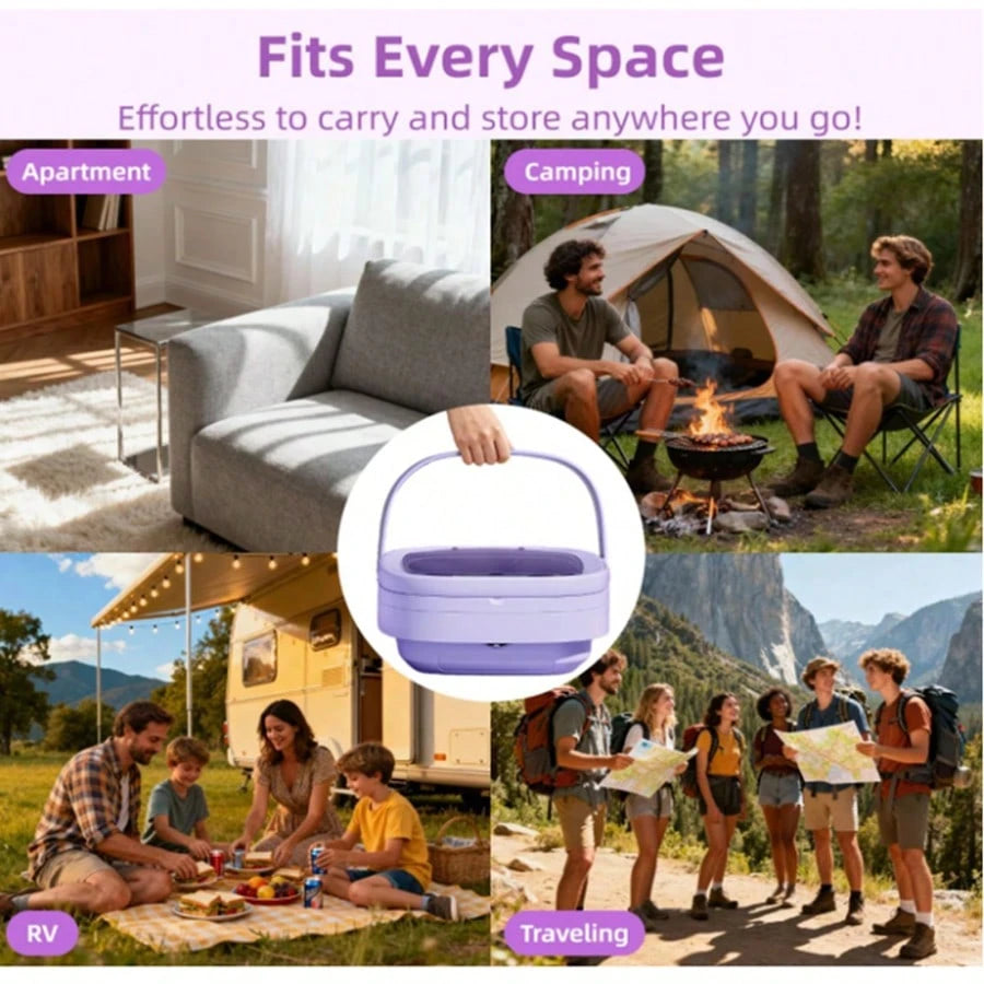 Portable Washing Machine 8L Foldable Mini Washer,Spin Basket,Top Fill Port,Water Inlet Hose&Drainage Pipe–Compact Collapsible Laundry Set For Small Clothes,Apartments,Dorms,Travel&RV