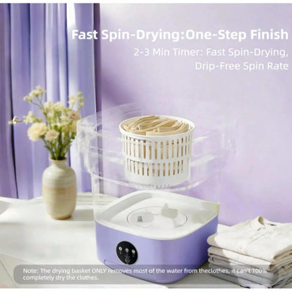Portable Washing Machine 8L Foldable Mini Washer,Spin Basket,Top Fill Port,Water Inlet Hose&Drainage Pipe–Compact Collapsible Laundry Set For Small Clothes,Apartments,Dorms,Travel&RV