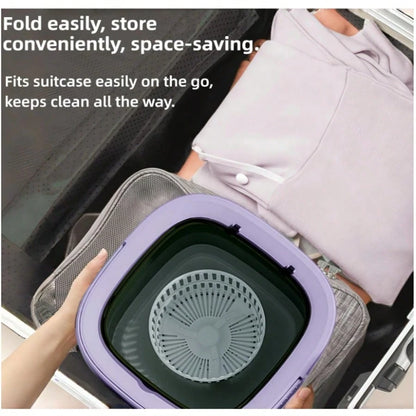 Portable Washing Machine 8L Foldable Mini Washer,Spin Basket,Top Fill Port,Water Inlet Hose&Drainage Pipe–Compact Collapsible Laundry Set For Small Clothes,Apartments,Dorms,Travel&RV