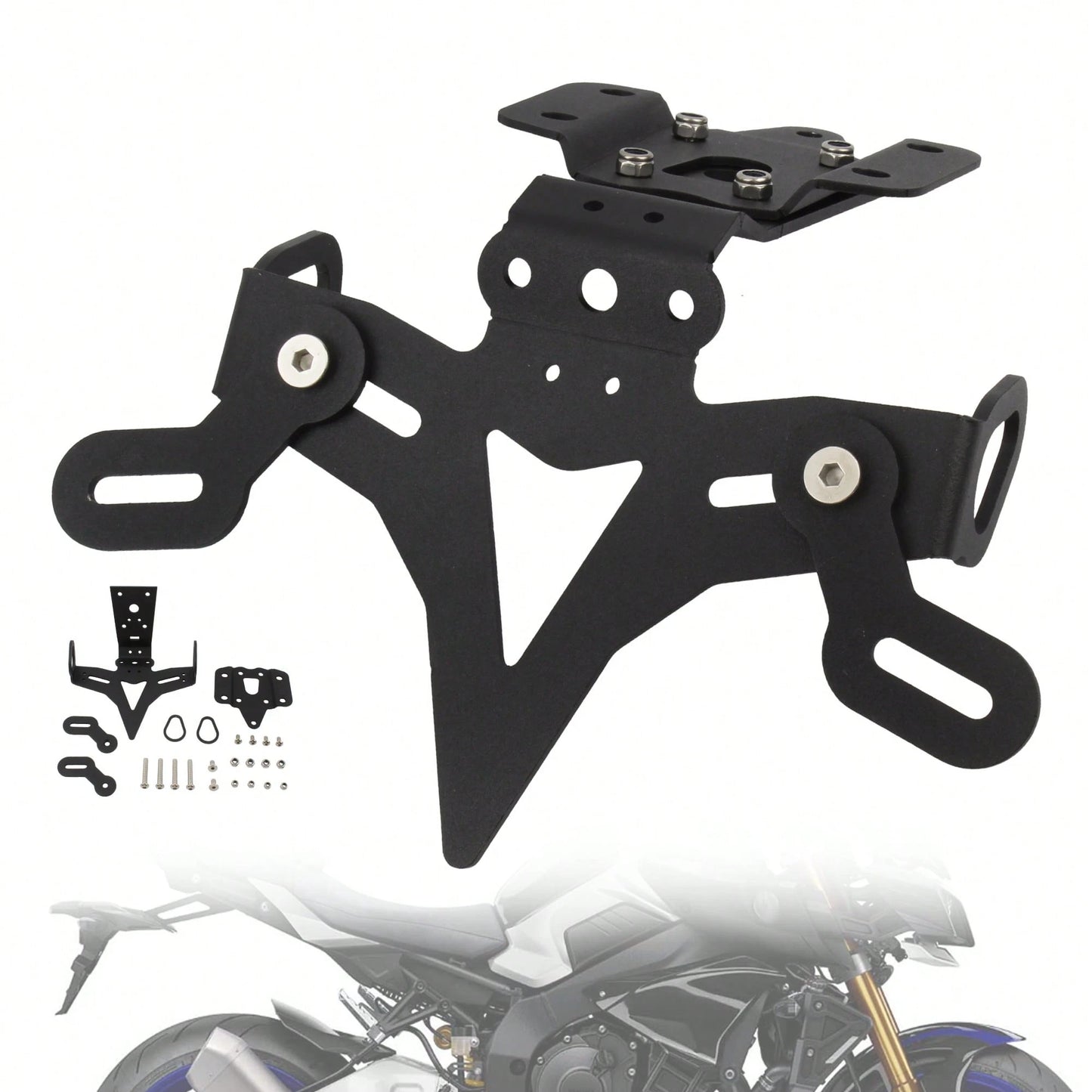 PowerMotor Motorcycle License Plate Holder Mounting Bracket Tail Tidy Fender Eliminator For MT 07 FZ 07 MT-07 FZ-07 2013-2024 Street Bike Modification Parts