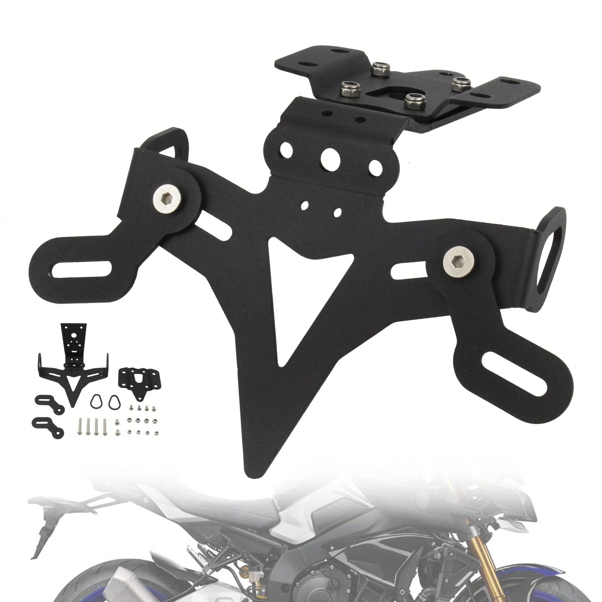 PowerMotor Motorcycle License Plate Holder Mounting Bracket Tail Tidy Fender Eliminator For MT 07 FZ 07 MT-07 FZ-07 2013-2024 Street Bike Modification Parts