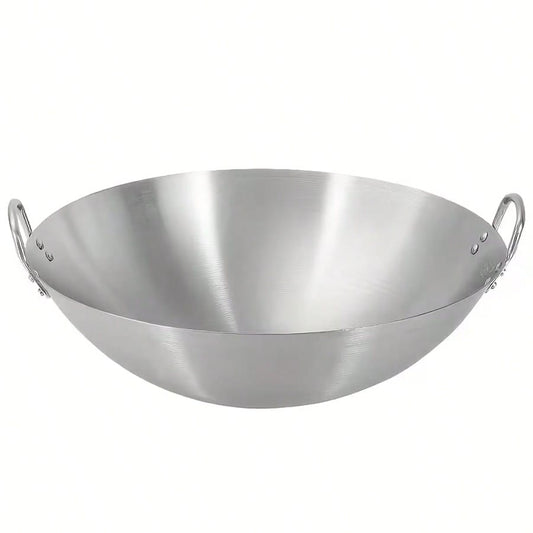 PQSQRJU 316 Stainless Steel Wok Pan And Fryer, Heavy-Duty Professional, Non-Stick Surface Even Heat Distribution, Compatible With Gas Electric Induction Stoves, Durable Construction Versatile Cooking
