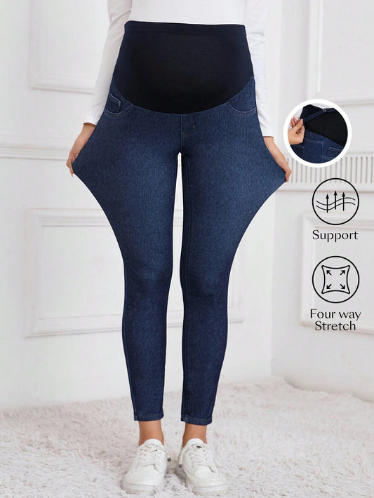 Pregnant Women's Patchwork Skinny Casual Everyday Wear Jeans