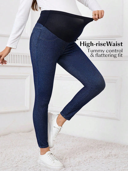Pregnant Women's Patchwork Skinny Casual Everyday Wear Jeans