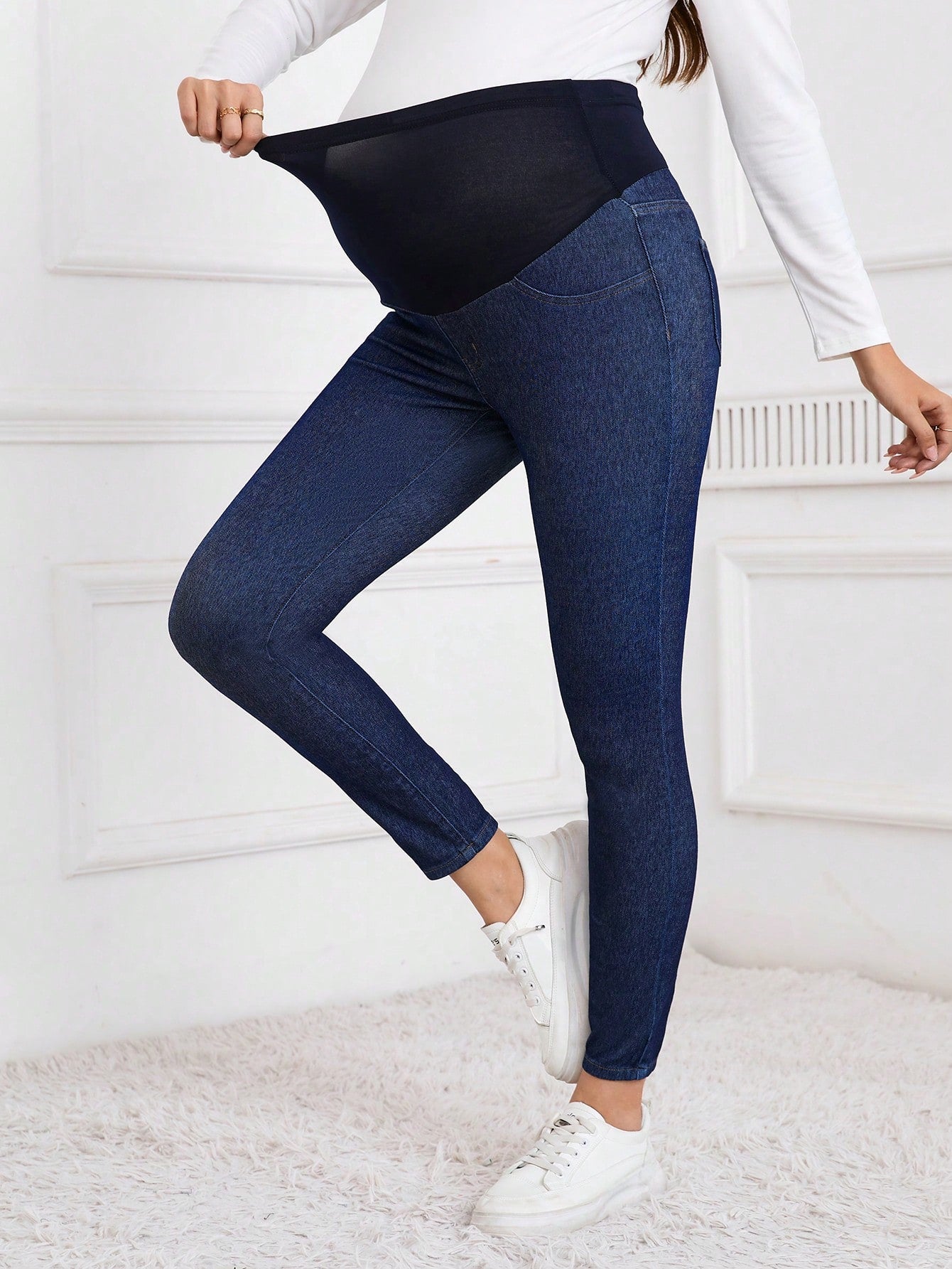 Pregnant Women's Patchwork Skinny Casual Everyday Wear Jeans