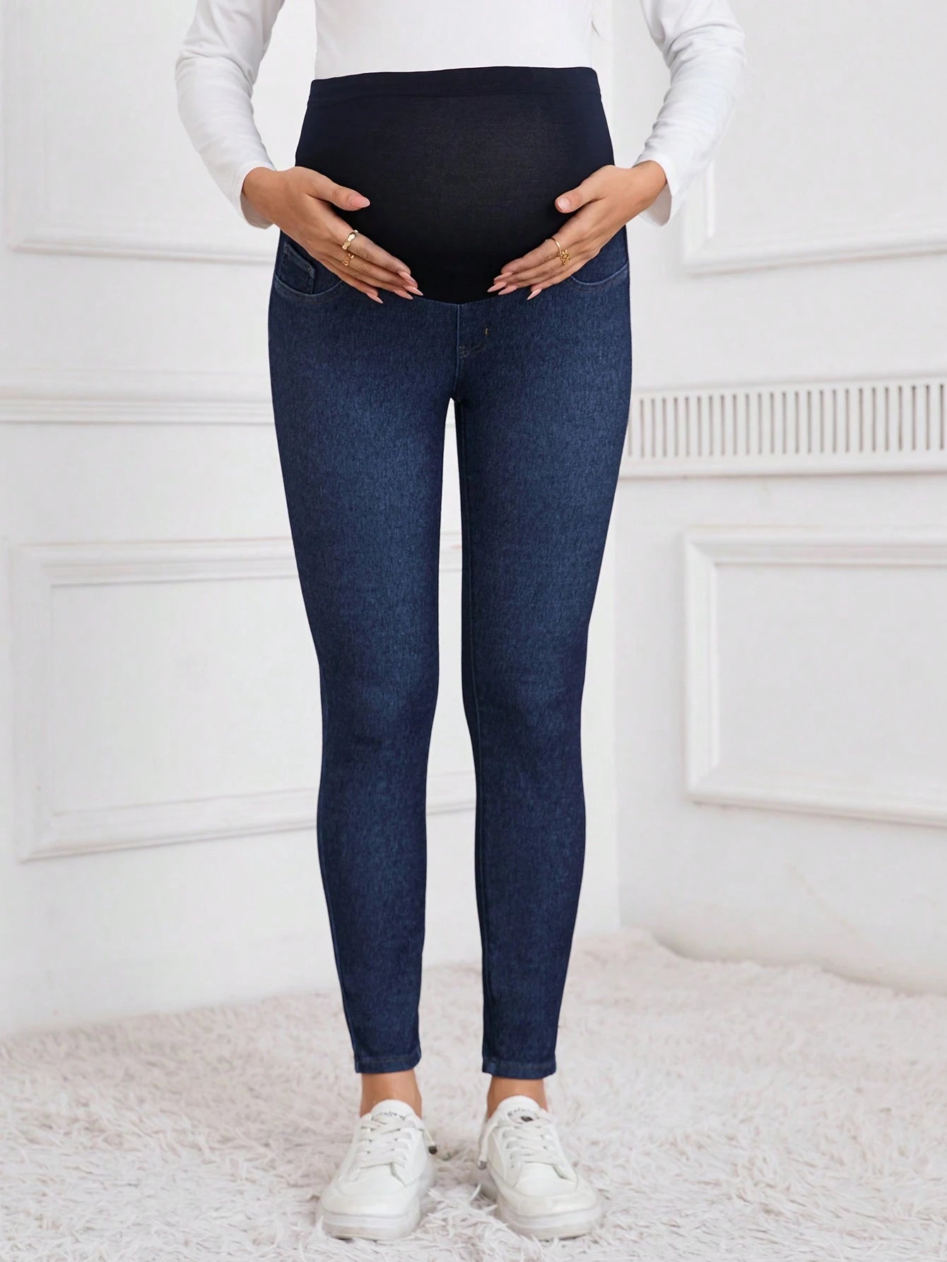 Pregnant Women's Patchwork Skinny Casual Everyday Wear Jeans