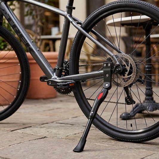 [Premium Bike Stand]Adjustable Bicycle Stand W/ Ergonomic Foot Pegs| Sturdy Metal Frame + Durable Painted Finish| For Mountain/Road Biking & Outdoor Cycling| Robust Stability, Sleek Metallic, Cycli