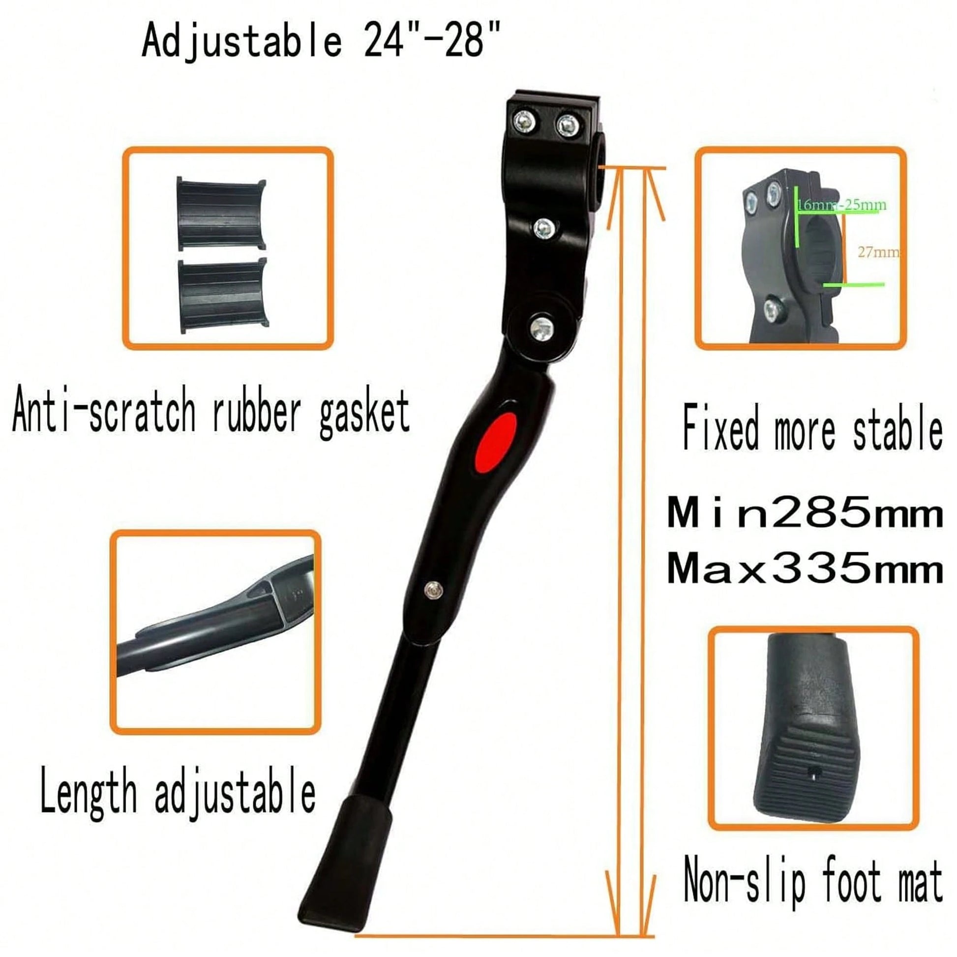[Premium Bike Stand]Adjustable Bicycle Stand W/ Ergonomic Foot Pegs| Sturdy Metal Frame + Durable Painted Finish| For Mountain/Road Biking & Outdoor Cycling| Robust Stability, Sleek Metallic, Cycli