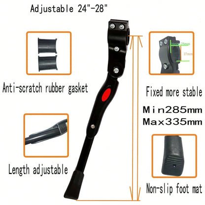 [Premium Bike Stand]Adjustable Bicycle Stand W/ Ergonomic Foot Pegs| Sturdy Metal Frame + Durable Painted Finish| For Mountain/Road Biking & Outdoor Cycling| Robust Stability, Sleek Metallic, Cycli