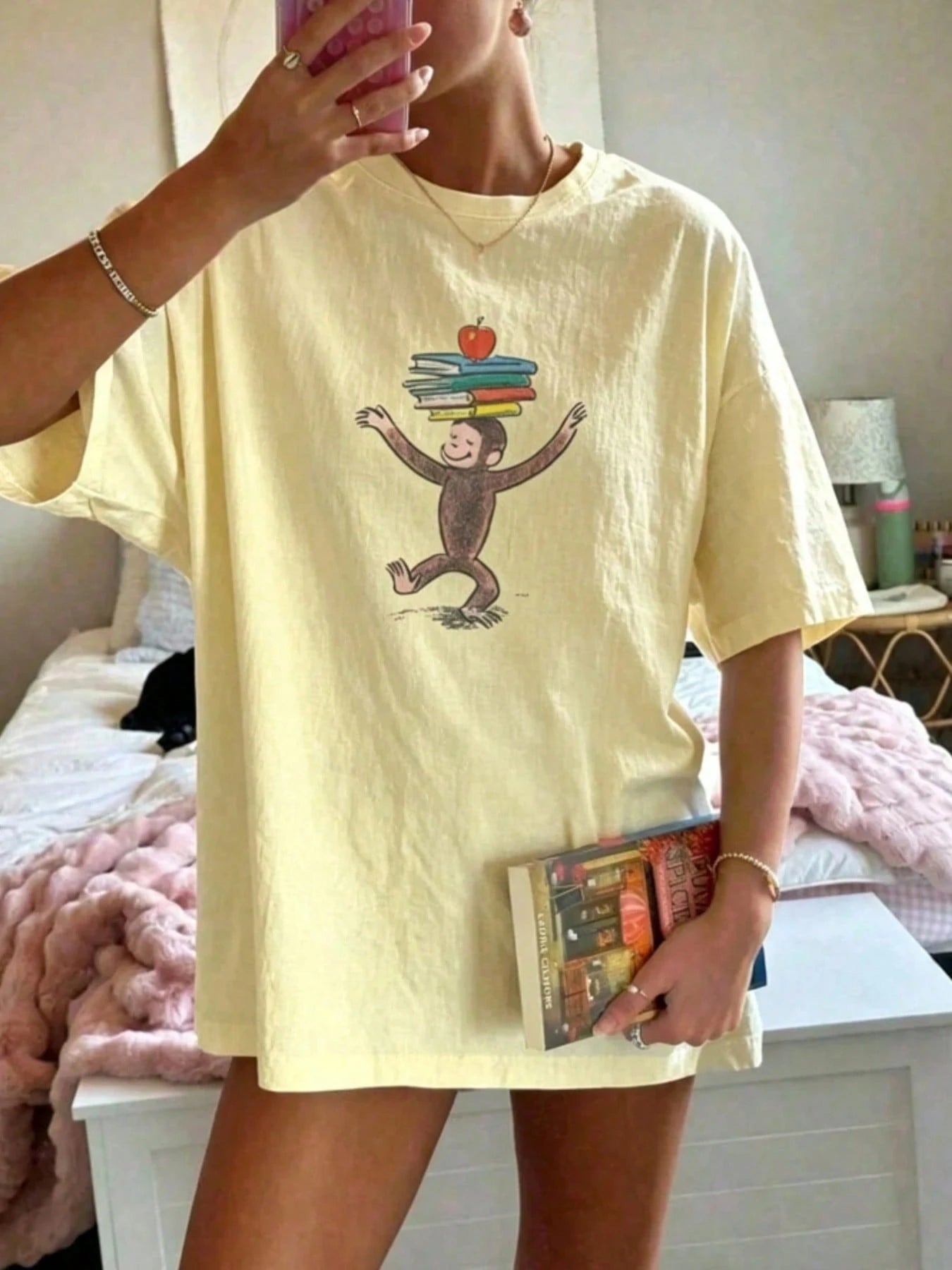 Print T-Shirt, Retro And Playful Style, Cotton Tee, Fun Graphic Shirt, Age-Reducing And Versatile,Vacation Outfits Women,Back To School,Fall Clothes
