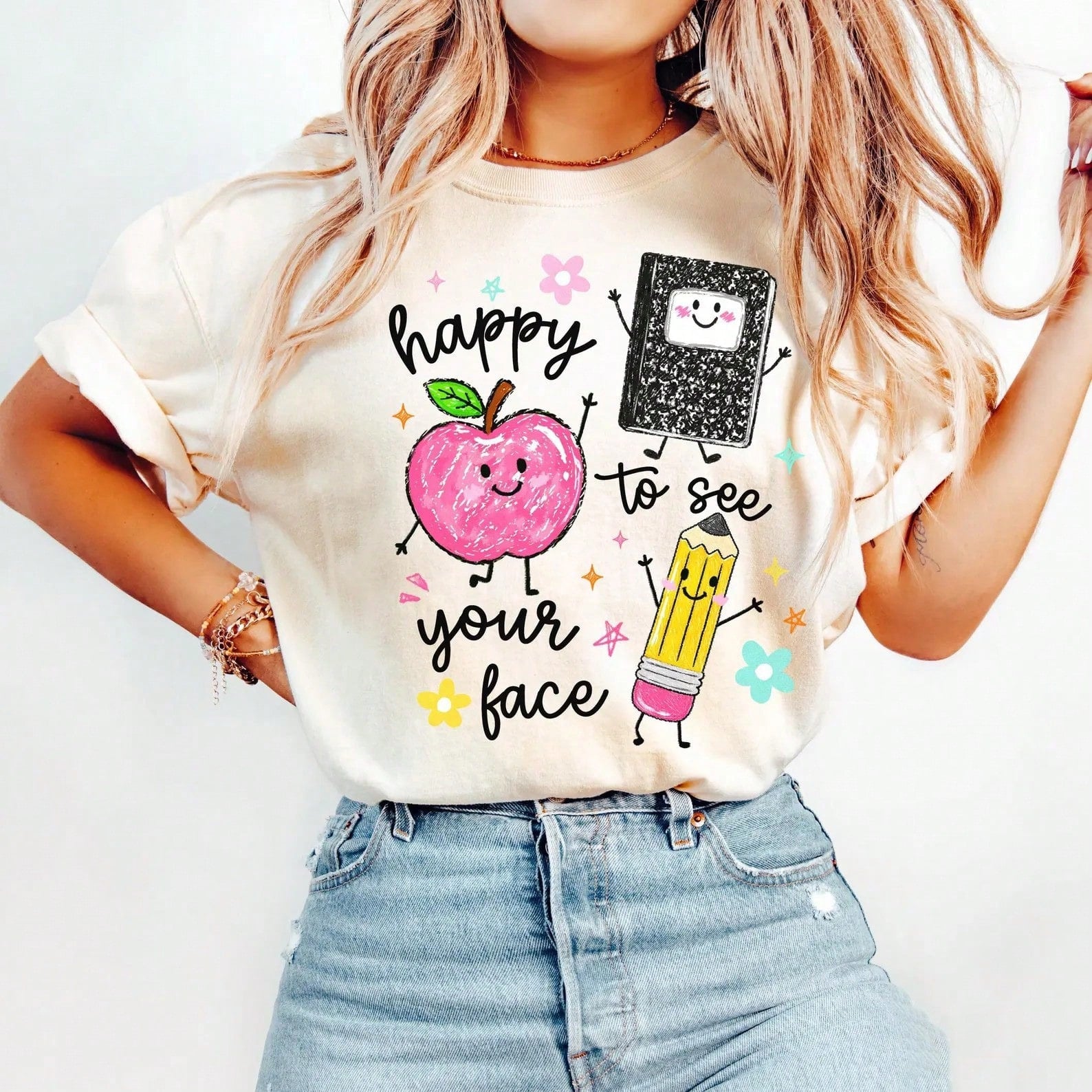 Print T-Shirt, Retro And Playful Style, Cotton Tee, Fun Graphic Shirt, Age-Reducing And Versatile,Vacation Outfits Women,Back To School,Fall Clothes