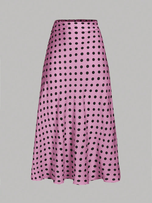 Privé Polka Dot Satin Skirt, Fashionable For Summer