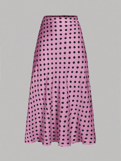 Privé Polka Dot Satin Skirt, Fashionable For Summer