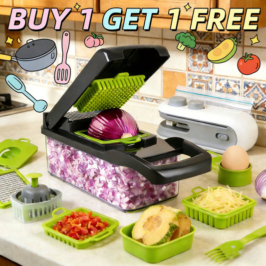 Pro 16 Pc Multifunctional Kitchen Gadgets Set, Bartnelli Vegetable Chopper & Food Slicer Pro, Onion Veggie Cheese Grater Cutter With Large Container, Easy To Clean & Durable Kitchen Essential, Ideal F