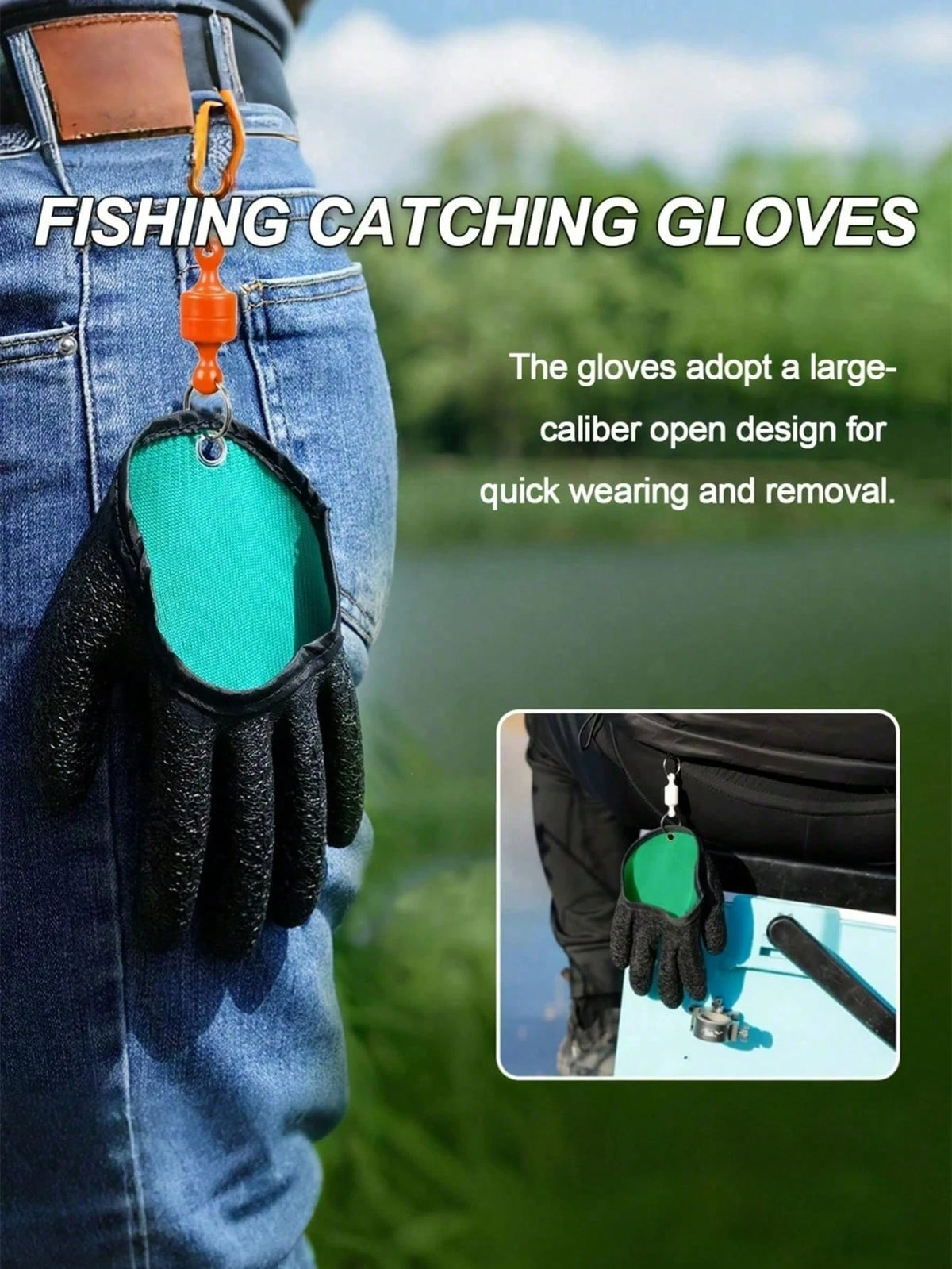 Professional Fishing Gloves, Anti-Slip Durable Fishing Gloves, Ice Fishing Gloves Suitable For Fishing, Cleaning, Hunting, Fishing Accessories (Random Color)