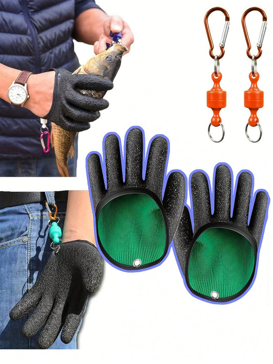 Professional Fishing Gloves- Anti-Slip Fishing Gloves, Anti-Puncture Ice Fishing Gloves, Suitable For Catching Fish, Cleaning, Hunting, Fishing Accessories (Random Color)