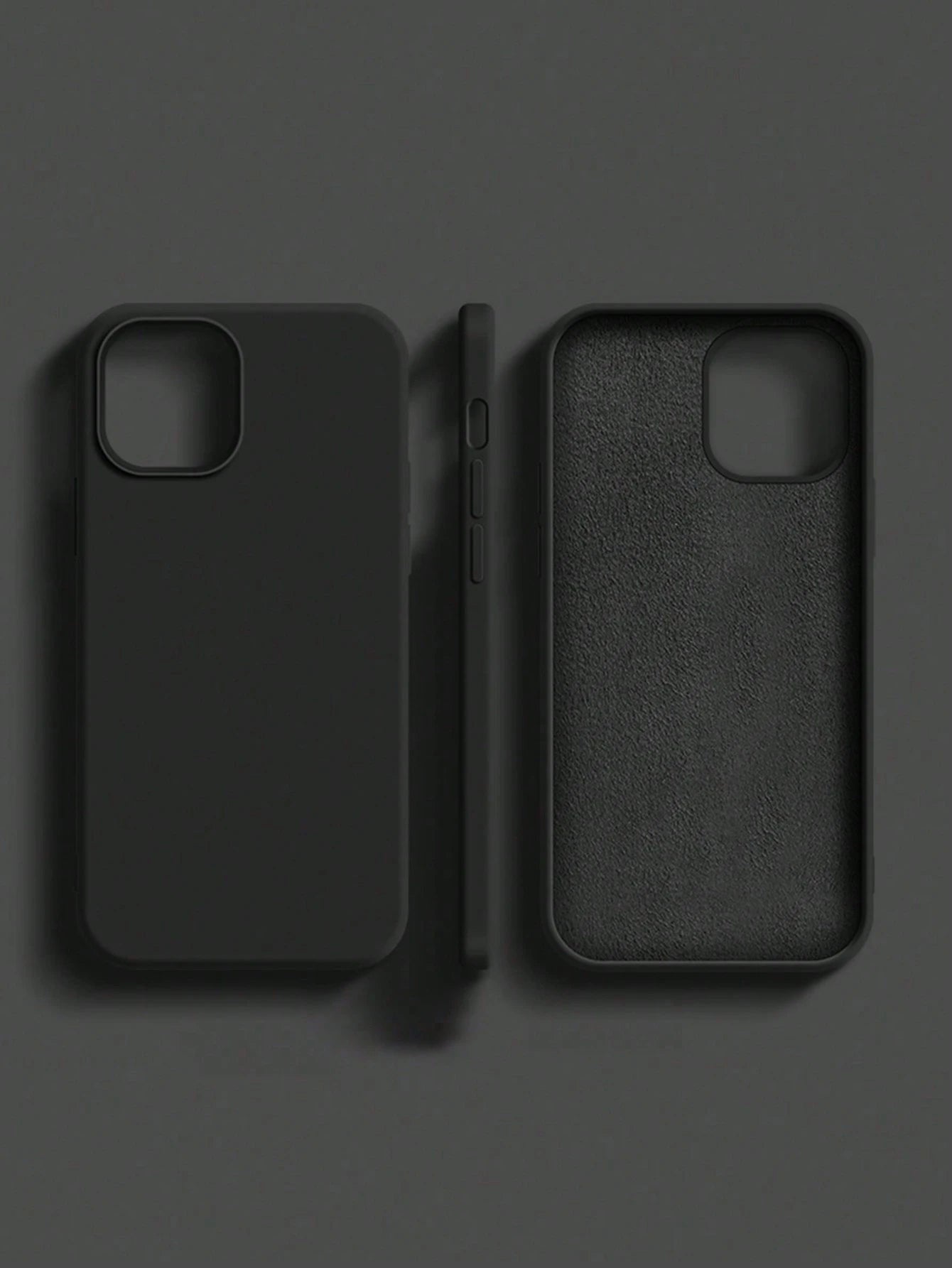Pure Black Solid Color Material Liquid Silicone 2.0mm Thick Liquid Silicone Phone Case, Compatible With Apple 16 15 14 13 12 11 Pro Max, Galaxy S24 Ultra S23 S22 S25 Series, Full Coverage Protective C