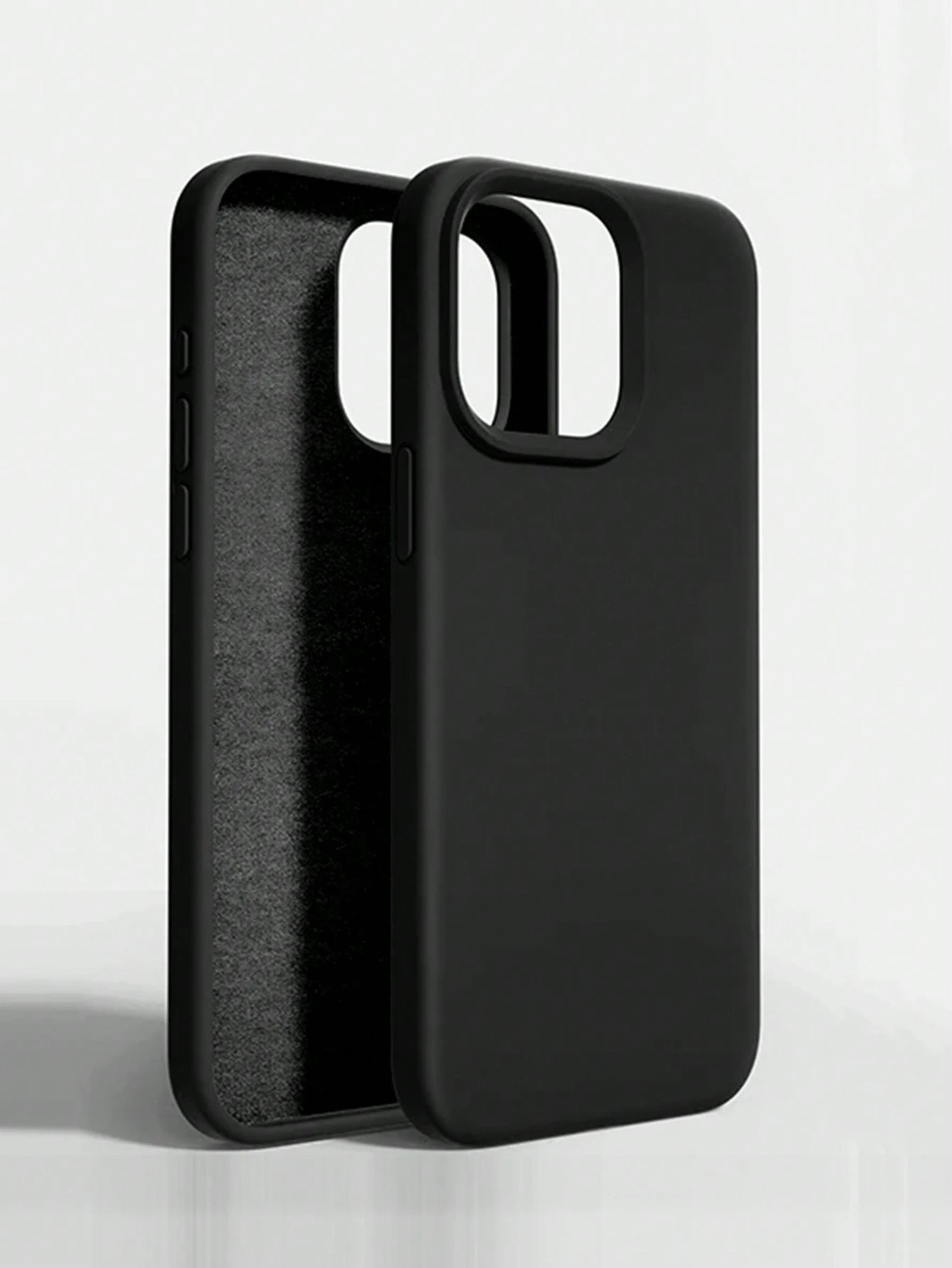 Pure Black Solid Color Material Liquid Silicone 2.0mm Thick Liquid Silicone Phone Case, Compatible With Apple 16 15 14 13 12 11 Pro Max, Galaxy S24 Ultra S23 S22 S25 Series, Full Coverage Protective C