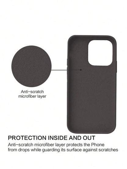 Pure Black Solid Color Material Liquid Silicone 2.0mm Thick Liquid Silicone Phone Case, Compatible With Apple 16 15 14 13 12 11 Pro Max, Galaxy S24 Ultra S23 S22 S25 Series, Full Coverage Protective C