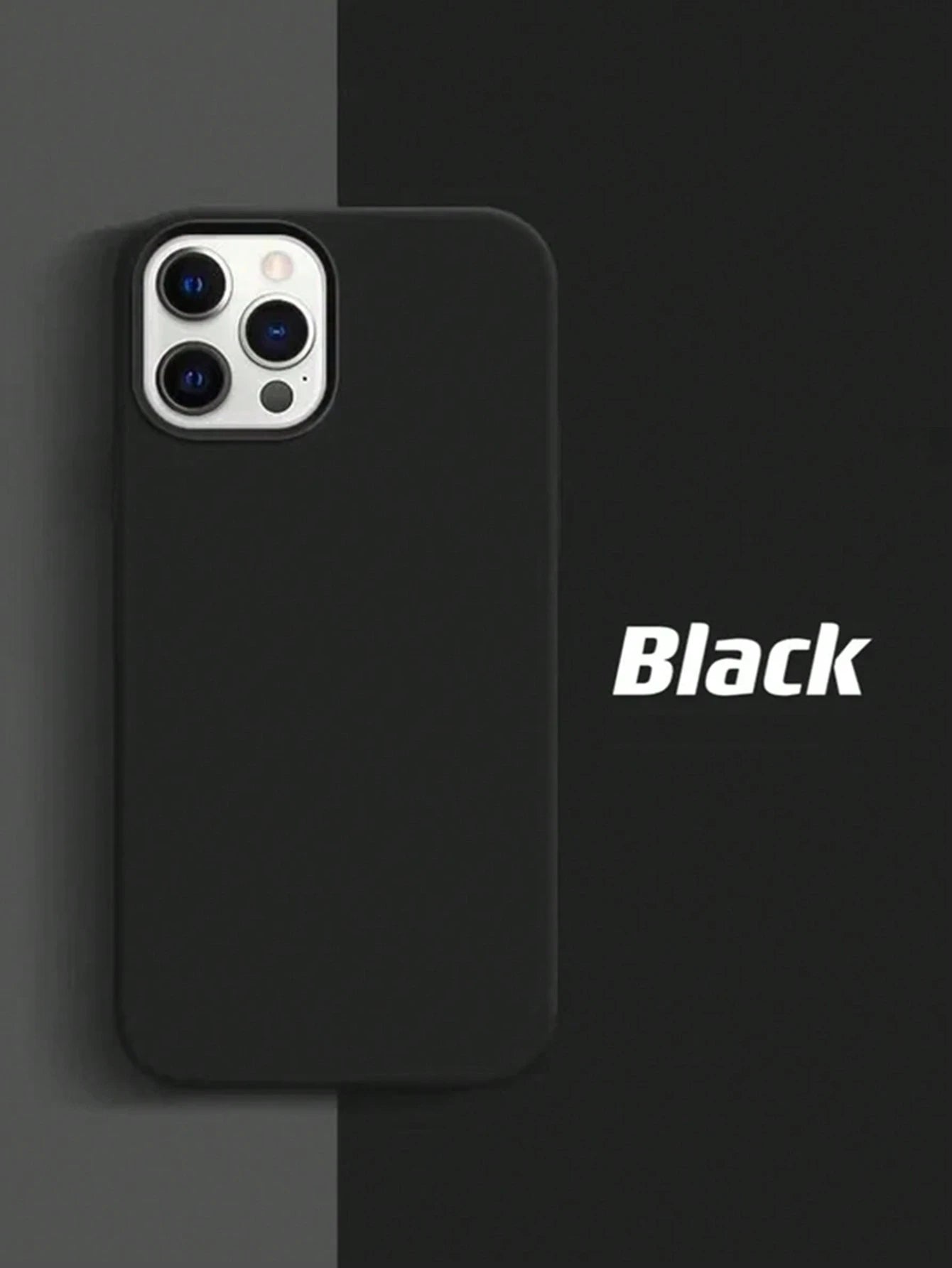 Pure Black Solid Color Material Liquid Silicone 2.0mm Thick Liquid Silicone Phone Case, Compatible With Apple 16 15 14 13 12 11 Pro Max, Galaxy S24 Ultra S23 S22 S25 Series, Full Coverage Protective C