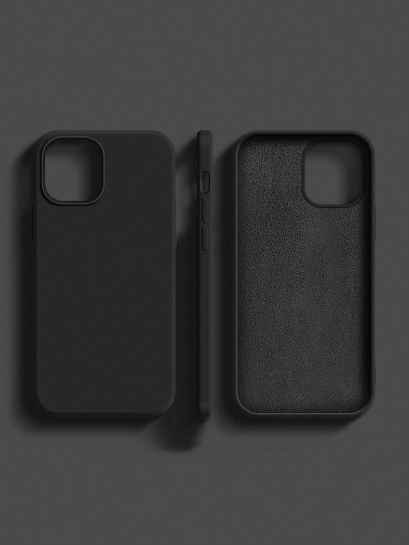 Pure Black Solid Color Material Liquid Silicone 2.0mm Thick Liquid Silicone Phone Case, Compatible With Apple 16 15 14 13 12 11 Pro Max, Galaxy S24 Ultra S23 S22 S25 Series, Full Coverage Protective C