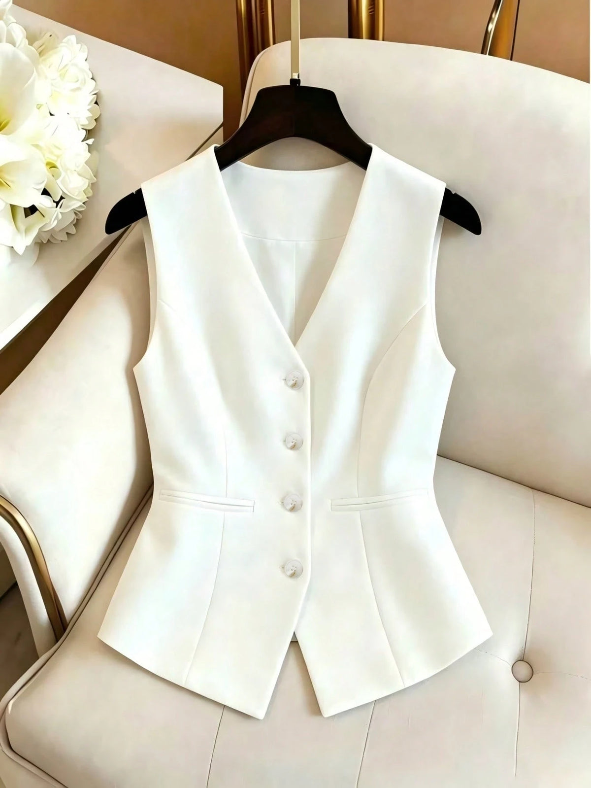 Qadelle Women's V-Neck Cropped Top, Retro Fashion Fitted Waist, High-End Elegant Style, Summer