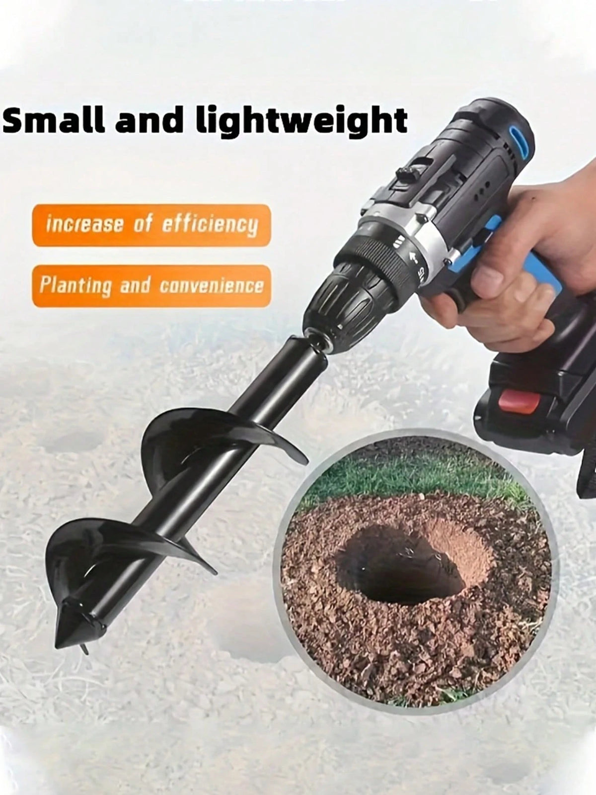Quick-Plant Heavy-Duty Auger Drill Bit, Metal Garden Tool- Single Item Packaging, 3/8" Hex Round Shank