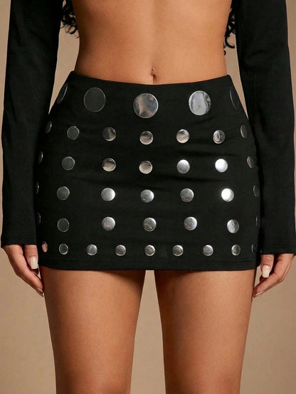 Radiana Women's Boho Girlisim Sexy Pastal Polka Dot Mini Bodycon Skirt With Sequin, Autumn Y2K Night Out Golf Party Streetwear, Music Festival Rave, Chic