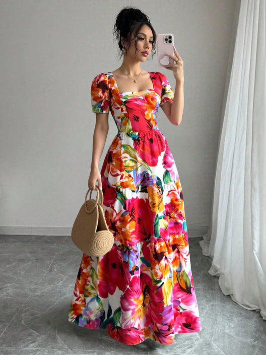 Rafferiza Women's Elegant Embroidery Print Dress