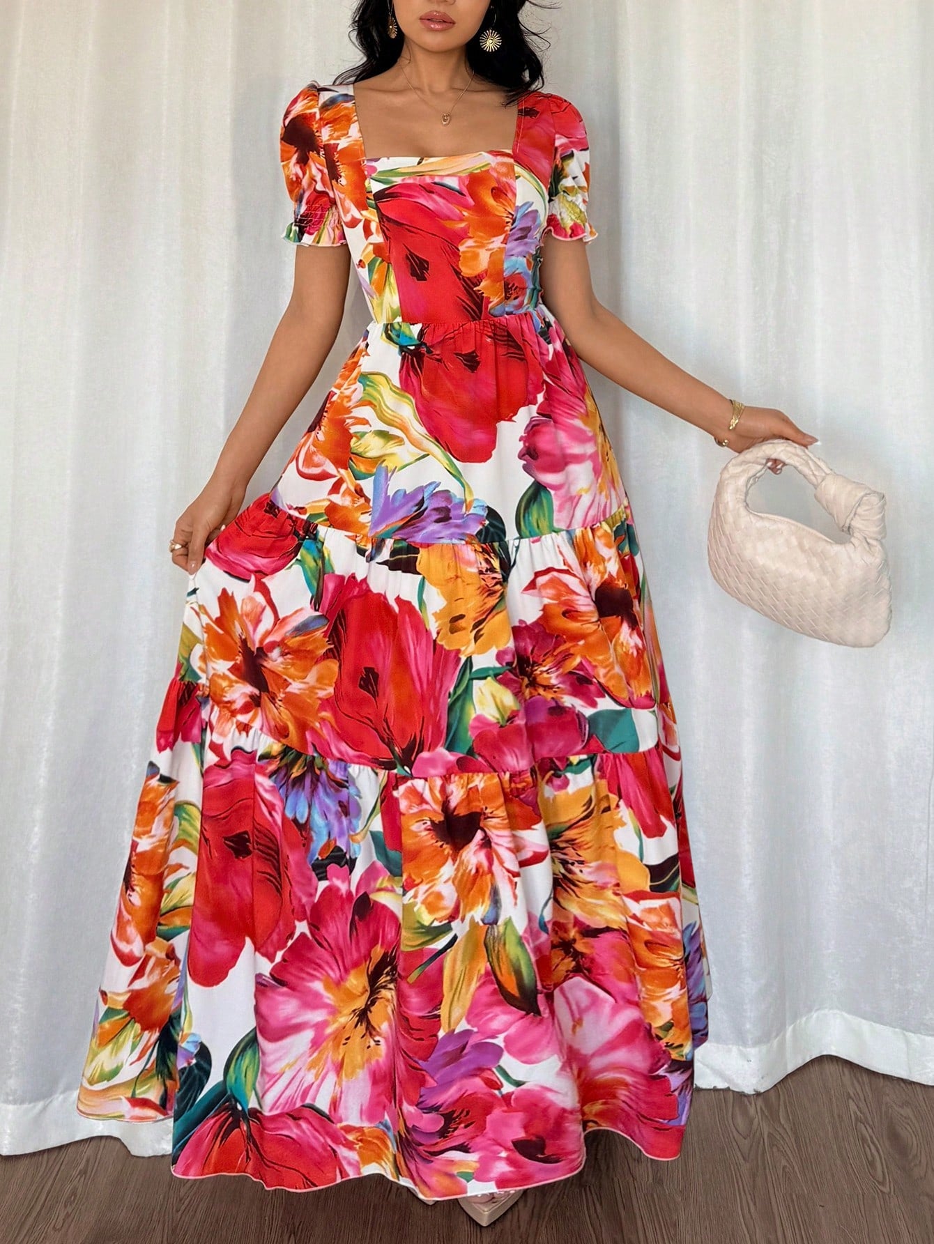 Rafferiza Women's Elegant Embroidery Print Dress